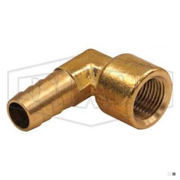 90Deg Hose Elbow, 3/8 x 1/2 in, FNPT x Hose Barb, Brass, Domestic